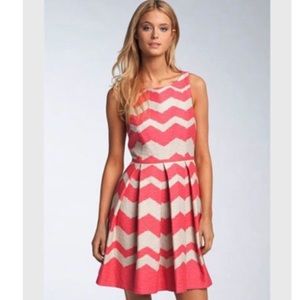 Just...Taylor Pink and White Chevron Dress